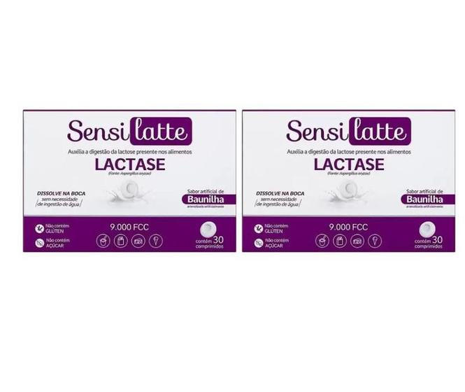 Imagem de Kit 2 Sensilatte Lactase Sabor Baunilha 9000fcc 30 Cpr