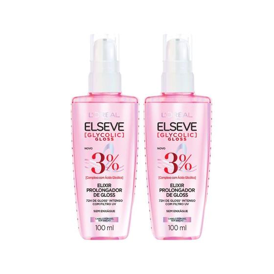 Imagem de Kit 2 Sérum Elseve Glycolic Gloss L'oréal Paris Elixir Prolongador de Gloss 100ml