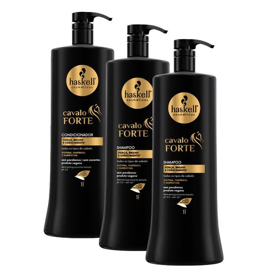 Imagem de Kit 2 Shampoo + 1 Condic. Haskell Cavalo Forte 1L