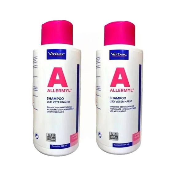 Imagem de Kit 2 Shampoo Allermyl 500 Ml Virbac Shampoo Para Cães