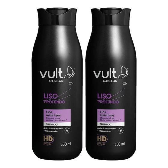 Imagem de Kit 2 Shampoo Cabelos Lisos Anti Frizz Liso Profundo 350ml Vult