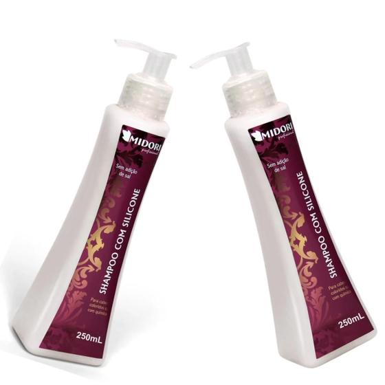 Imagem de Kit 2 Shampoo Com Silicone 250ml - Midori Profissional
