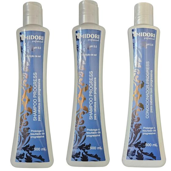 Imagem de Kit 2 Shampoo e 1 Condicionador progressiva 500ml
