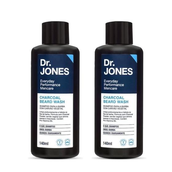 Imagem de Kit 2 Shampoo para Barba com Carvão Vegetal Charcoal Beard Wash Dr Jones 140ml