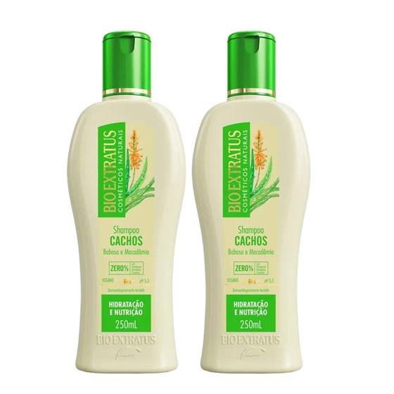 Imagem de Kit 2 Shampoo para Cabelo Cacheado Babosa e Macadâmia Cachos Bio Extratus 250ml