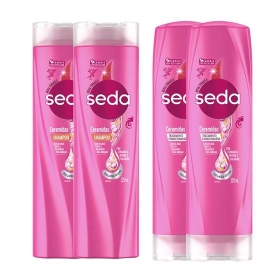 Imagem de Kit 2 Shampoos + 2 Condicionador Seda Cocriações Ceramidas 325ml