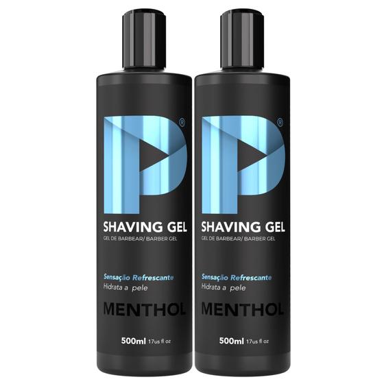 Imagem de Kit 2 Shaving Gel De Barbear Play Barber 500g Menthol Profissional