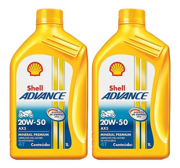 Imagem de Kit 2 Shell Advance 20w50 4t Ax5 Mineral Api Sl Jaso Ma2.