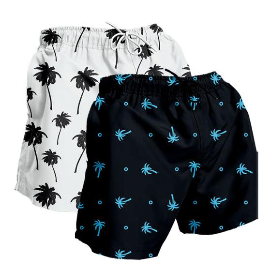 Imagem de Kit 2 Short Moda Praia Masculino Bermuda Tactel Estampado