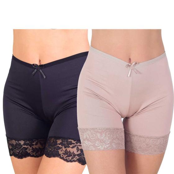 Imagem de Kit 2 Short Modelador Anágua Vip Lingerie em Microfibra Anti Assaduras