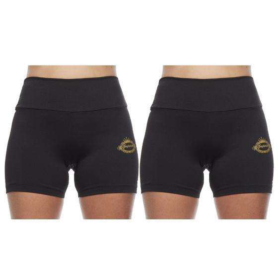 Imagem de Kit 2 shorts feminino curto meia coxa cos alto basica lisa uniforme praia academia adulto