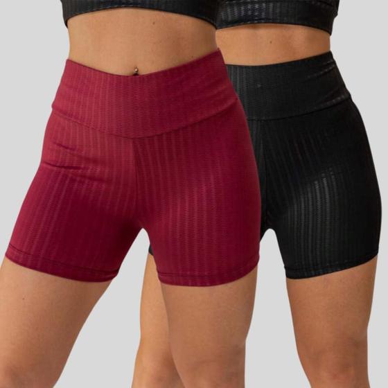 Imagem de Kit 2 Shorts Legging de desporto 3d Academia Cintura alta