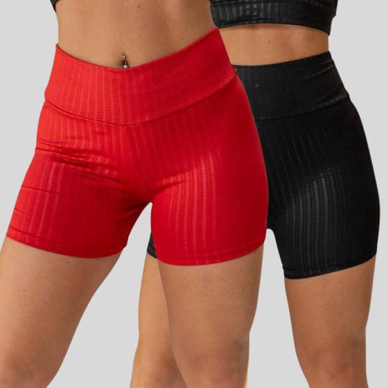 Imagem de Kit 2 Shorts Legging de desporto 3d Academia Cintura alta