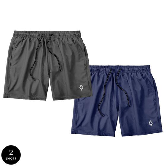 Imagem de Kit 2 Shorts Masculino Bermudas Resina Liso Lisa Básico Mauricinho com 2 Bolsos