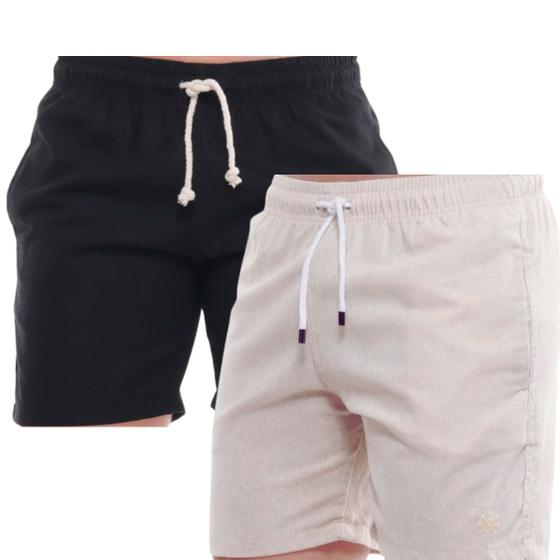 Imagem de Kit 2 shorts masculino linho elegante cores lindas