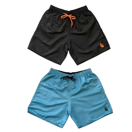 Imagem de Kit 2 Shorts Masculinos Tactel Liso Com Bolsos Moda Praia