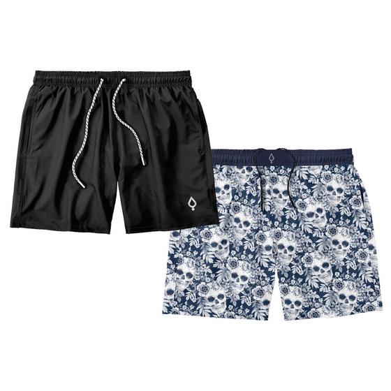 Imagem de Kit 2 Shorts Resina Bermuda Tactel Liso e Estampado Masculino Mauricinho