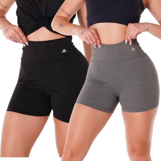 Imagem de Kit 2 Shorts Suplex Academia Cós Alto Legging Fitness