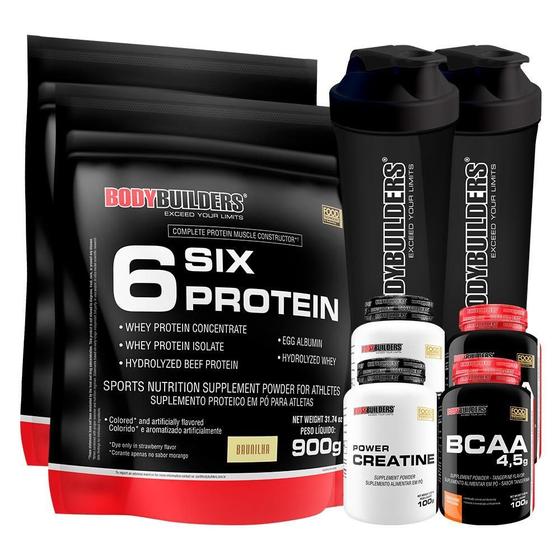 Imagem de Kit 2 Six Protein 900G+ 2 Bcaa 100G+ 2 Power Creatina