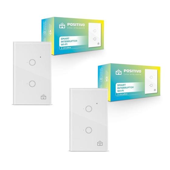 Kit 2 Smart Interruptor Wi-fi Positivo Casa Inteligente 2 Módulos Touch 2300W 5A Bivolt Wi-fi Imagem de Kit 2 Smart Interruptor Wi-fi Positivo Casa Inteligente 2 Módulos Touch 2300W 5A Bivolt Wi-fi