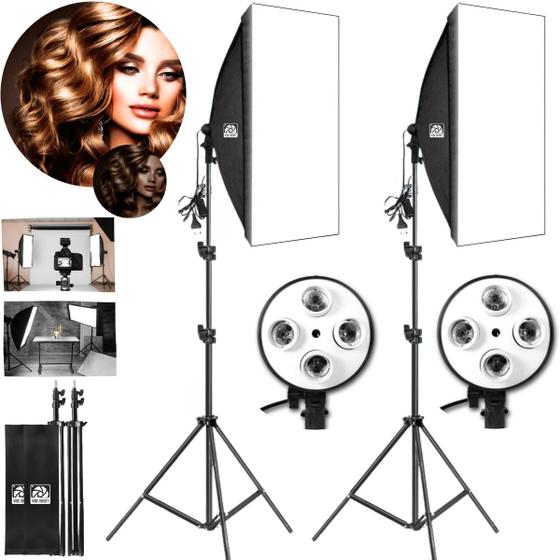 Imagem de Kit 2 Softbox Estúdio Fotográfico Led Fotografia Tripé 4 Luz