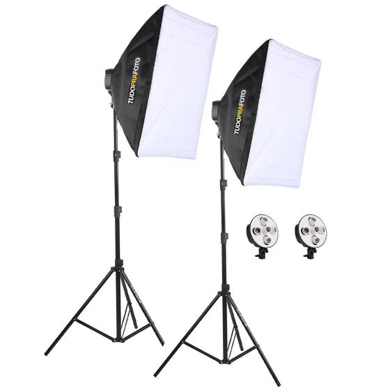 Imagem de Kit 2 Softbox Para 5 Lâmpadas 50x70 Bivolt + Tripé