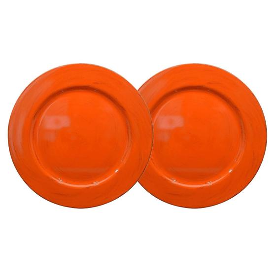 Imagem de Kit 2 Sousplat Redondo Laranja Polipropileno 33Cm Rafimex