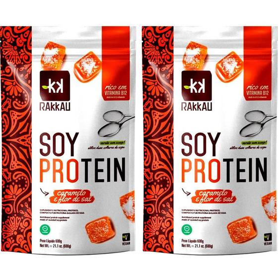 Imagem de Kit 2 Soy Protein Caramelo e Flor de Sal Rakkau 600g Vegano