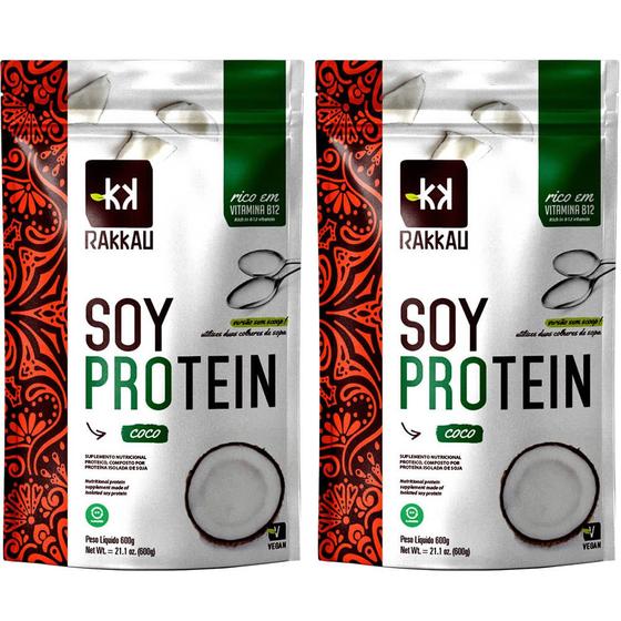 Imagem de Kit 2 Soy Protein Coco Rakkau 600g Vegano Proteína de Soja