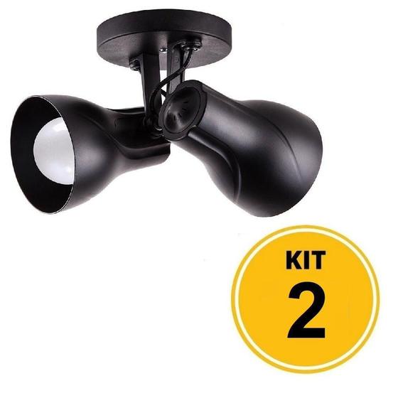 Imagem de Kit 2 Spot de Sobrepor Direcionável Duplo Octa Plus 2xE27 - Preto