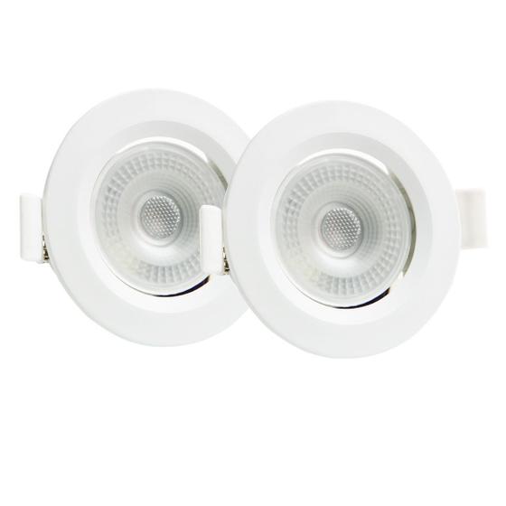 Imagem de Kit 2 Spot Led 3w Redondo Embutir 3500k Branco Quente - Luminária Decoração Loja Casa Sanca Gesso Teto