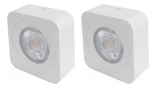 Imagem de Kit 2 Spot Led Quadrado Fixo Sobrepor 5w 3 Opções De Luz