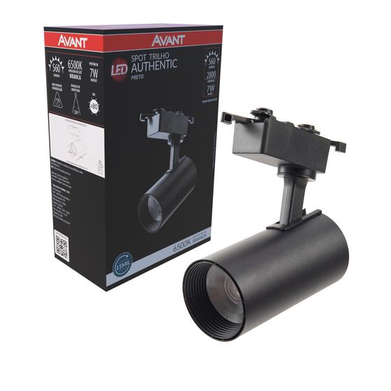 Imagem de Kit 2 Spot Trilho Eletrificado Preto Fosco 7w Branco Frio 6500K