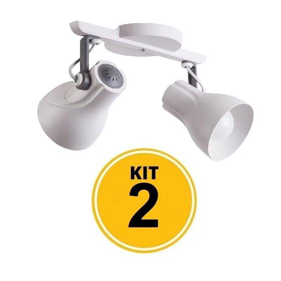 Imagem de Kit 2 Spot Trilho Octa Plus Branco Detalhe Cinza 2xE27 - Startec