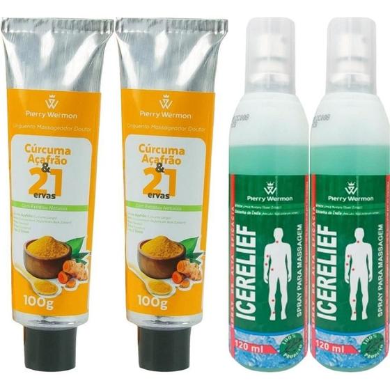 Imagem de Kit 2 Spray Massageador Icerelief E 2 Massageador Curcuma