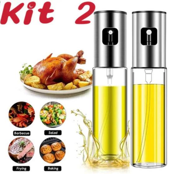 Imagem de Kit 2 Spray Pulverizador Vidro Inox Borrifador Azeite Vinagreessenciais De Cozinha