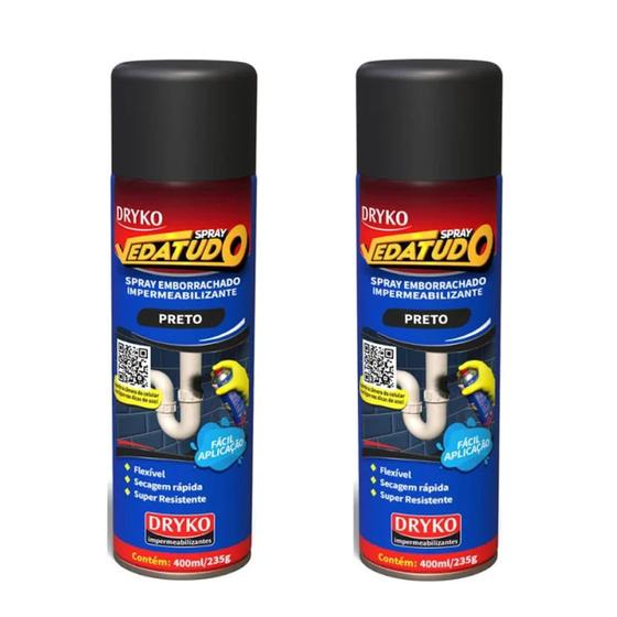 Imagem de Kit 2 Sprays Vedatudo Emborrachado Impermeabilizante Preto 400ml