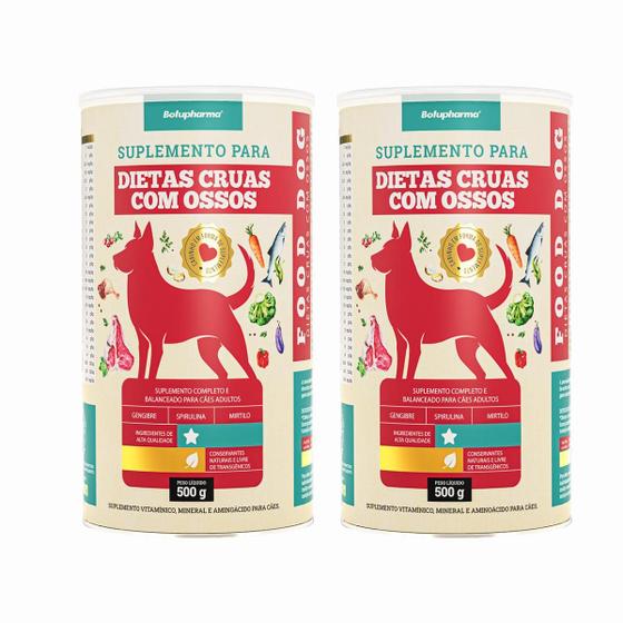 Imagem de Kit 2 Suplemento Food Dog Dietas Cruas Ossos Botupharma 500g