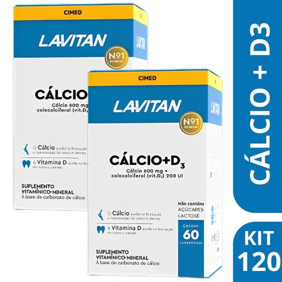 Imagem de Kit 2 Suplemento Lavitan Cálcio Vitam D3 200UI 60Cpr - Cimed