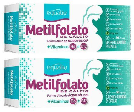 Kit 2 Suplemento Metilfolato de Cálcio 30 Cps - Equaliv Menor preço em Kit 2 Suplemento Metilfolato de Cálcio 30 Cps - Equaliv