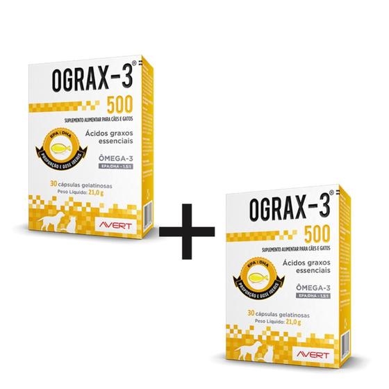 Kit 2 Suplemento Omega 3 OGRAX-3 500 Cachorro Gato 30 Cáps é boa?