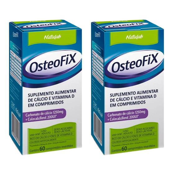 Imagem de Kit 2 Suplemento Vitamina D OsteoFix 1250mg 60 Cpr  Natulab