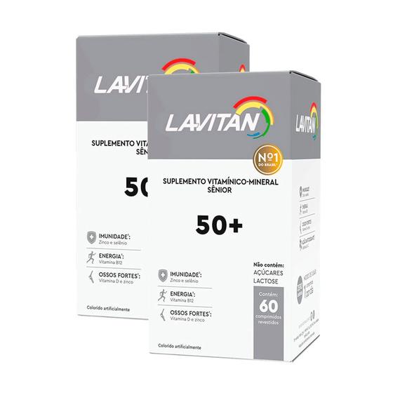Imagem de Kit 2 Suplemento Vitamínico-Mineral Lavitan Sênior 50+ com 60 Comprimidos Revestidos