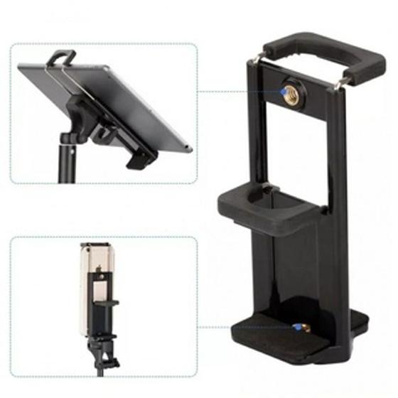 Imagem de Kit 2 Suporte Clipe Celular e Tablet Rosca 1/4 Para Tripé 2 em 1