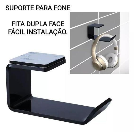 Imagem de Kit 2 Suporte Fone de Ouvido Acrílico Mesa Parede Dupla Face