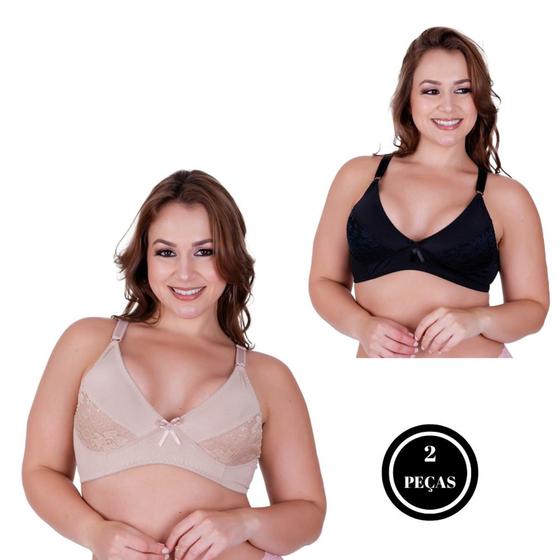 Imagem de Kit 2 Sutiã Bojo com Alça Reforçada - c8 KIT 2 MARLENE BEGE PRETO