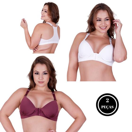 Imagem de Kit 2 sutiã plus size nadador com bojo liso- KIT 2 SUTIÃ NADADOR