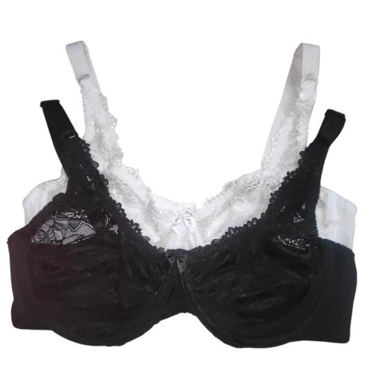 Imagem de Kit 2 Sutiã Soutien Plus Size Lycra e Renda Sem Bojo Com Aro