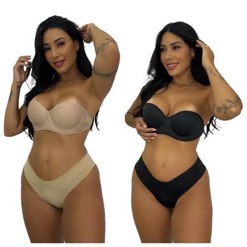 Imagem de KIT 2 Sutiãs invisível sem alça com bojo Costas transparente Silicone