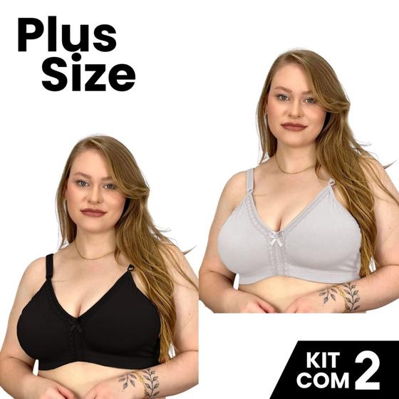 Imagem de Kit 2 Sutiãs Plus Size Estrutura Reforçado Alça Larga Microfibra Tamanhos Maiores 50/52/54/56